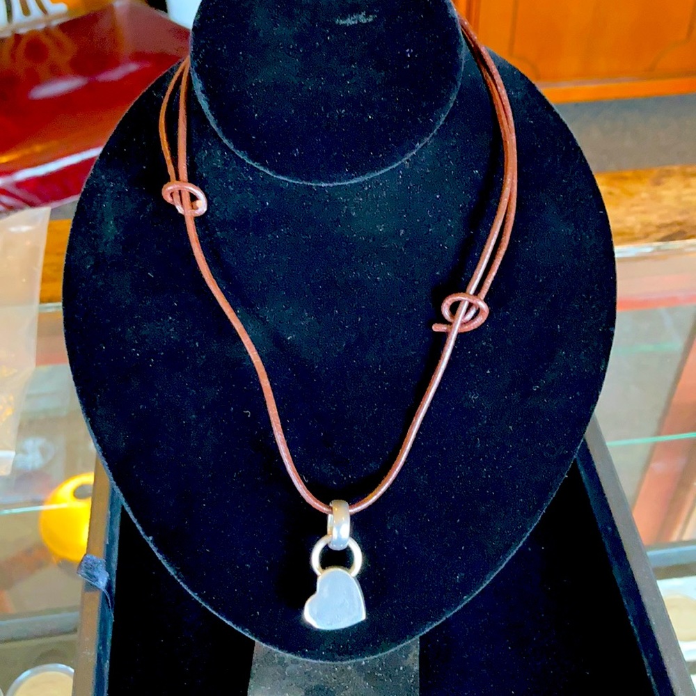 Silpada necklace sterling with leather strap